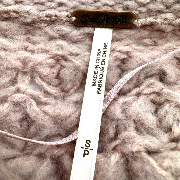 FREE PEOPLE Women's Small Crashing Waves Pullover Sweater Wool Dusty Rose‎ Mauve - Picture 4 of 8